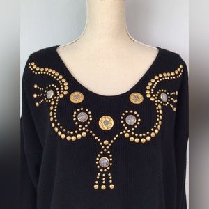 Vintage Visage Black Jeweled Sweater